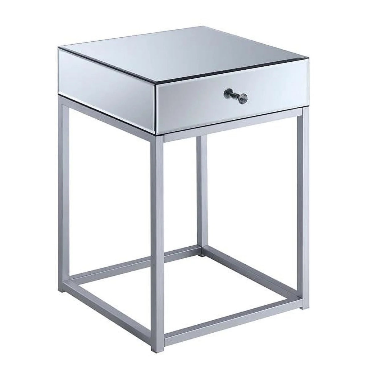 Mirror & Silver End Table D41366