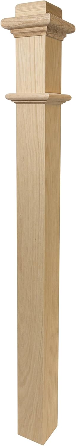 Wood Box Newel Plain Style 48 inch Staircase Post (Red Oak) P195